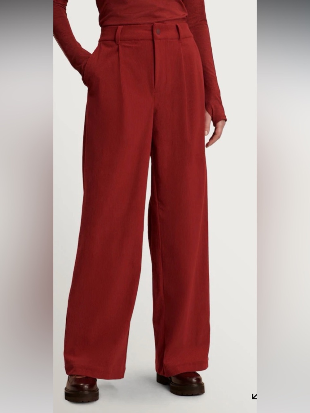 Varley Floris Wide Leg Corduroy Trouser Pant Red Dahlia Size Small